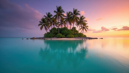 Fototapeta premium Serene tropical island at sunset.