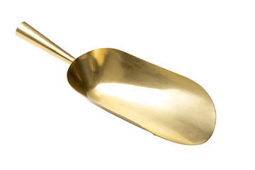 a gold shovel with a handle on a white background