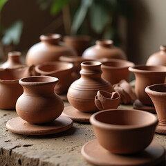 clay pots in the garden