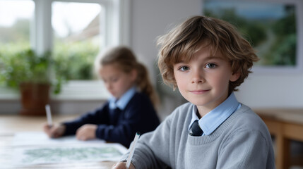 Kids creating nature protection posters in a vibrant classroom setting.
