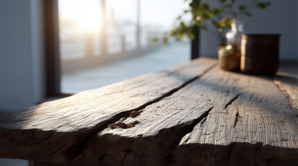 Sunlit Wooden Texture Inviting Touch