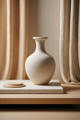 Minimalist vase on display with neutral tones aesthetic home decor design photography