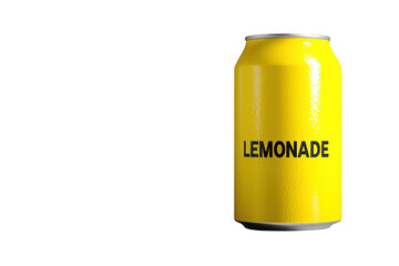 Yellow can of lemonade on transparent background