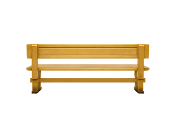 a wooden bench with a white background
