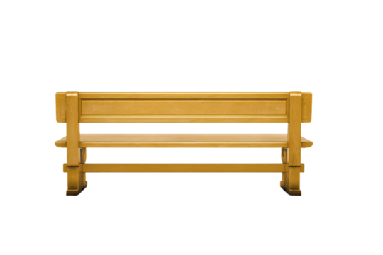 a wooden bench with a white background