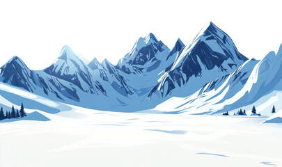 Obraz premium PNG Snowy mountains peaks snow landscape.