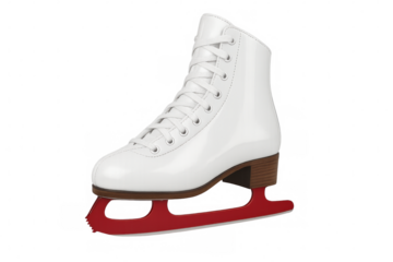 White ice skate with red blade isolated on transparent background, perfect for winter sports and recreation themes