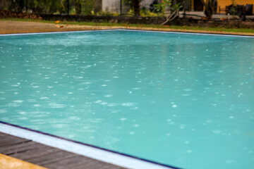 A pool is filled with rainwater