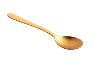 a gold spoon with a wooden handle