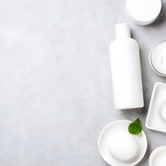 Minimalist skincare product flatlay for beauty blog and cosmetic brand marketing material
