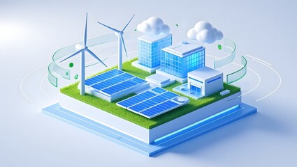 Renewable energy smart city with solar and wind power