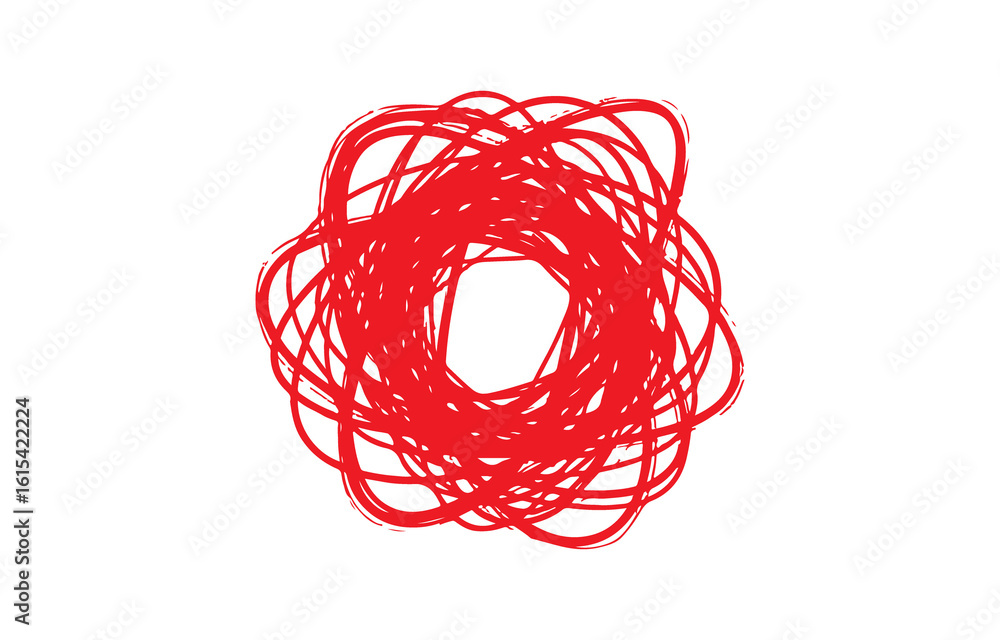 Poster abstract red scribble isolated on transparent background