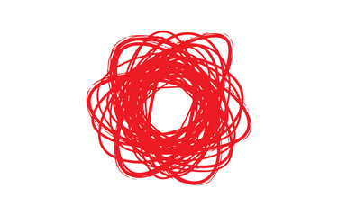 Abstract red scribble isolated on transparent background