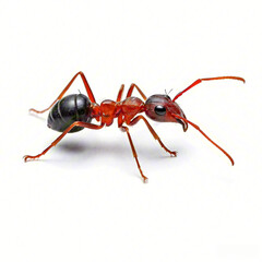 Red ant on white background
