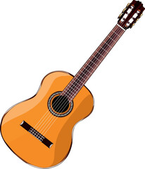 Obraz premium Detailed Classical Acoustic Guitar with Strings and Wooden Body