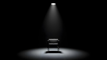 Chair spotlight dark stage light black background empty seat studio illumination furniture single