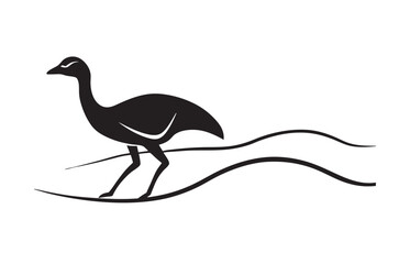 Ostrich Running Through Sand Dunes Silhouette