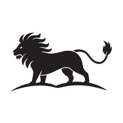 Lion Roaring Fiercely Into Wind Silhouette