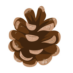 Single pinecone illustration. Hand drawn winter decor for festive design, print, sticker and more