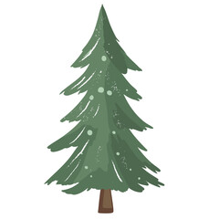 Obraz premium Stylized christmas tree. Green fir in soft hand drawn style. Winter element for cozy projects