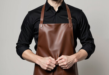 Male model apron mockup for coffee shops, restaurants, etc.