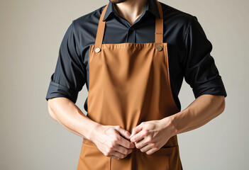 Male model apron mockup for coffee shops, restaurants, etc.