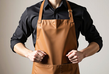 Male model apron mockup for coffee shops, restaurants, etc.