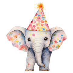 PNG Cute elephant wearing party hat drawing animal mammal.