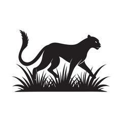 Obraz premium Cheetah Running Through Grassland Silhouette