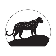 Cheetah Watching From Rocky Scan Silhouette