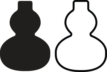 Vase silhouette icon set flat and outline styles, collection of black pottery, ceramic vessel shapes, decorative flower vase vectors illustrations for home decoration, antique art or designs elements.