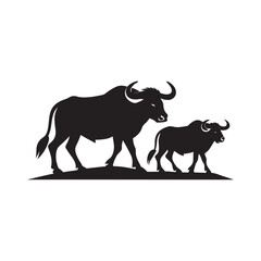 Buffalo Herd Raising Dust Trail Silhouette