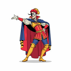 Vector SVG Illustration of a Heroic Character with Caped Costume in Modern Flat Style with Bold Colors for Digital Media