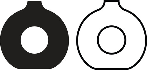 Vase silhouette icon set flat and outline styles, collection of black pottery, ceramic vessel shapes, decorative flower vase vectors illustrations for home decoration, antique art or designs elements.