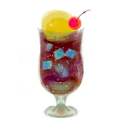 Cola Cream Soda in a Round-Bottom Glass – Retro Summer Drink Illustration