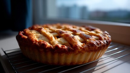 Warm Glow of Homemade Apple Pie: Cinematic Lighting and Flaky Crust Delight