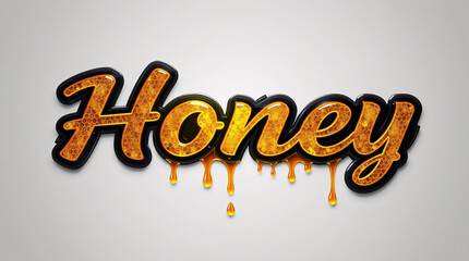 Golden text "Honey" with dripping effect, artistic and sweet design.