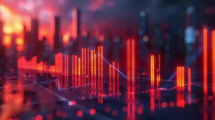 Digital city data visualization footage - Powered by Adobe