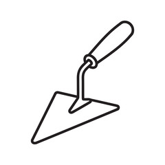 Construction trowel icon representing a masonry tool for plastering bricklaying and building work for renovation and repair projects line vector stroke
