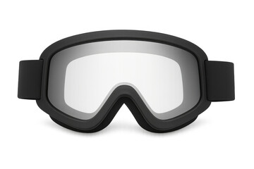 Classic black ski goggles with reflective lenses provide protection and clear vision on the slopes, isolated on a transparent background