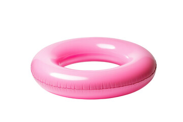 Pink inflatable ring floating on transparent background