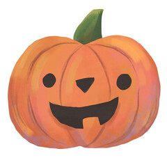 Cute Happy Vampire Pumpkin – Cute Hand-drawn Halloween Clipart PNG