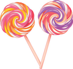 Swirled Lollipops with Spiral Candy Design on Sticks