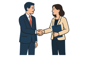 Fototapeta premium Illustration of Business Professionals Shaking Hands in Agreement and Collaboration, Expressing Partnership and Success in a Professional Setting