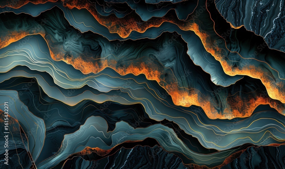 Poster abstract teal and orange fluid layers background texture pattern