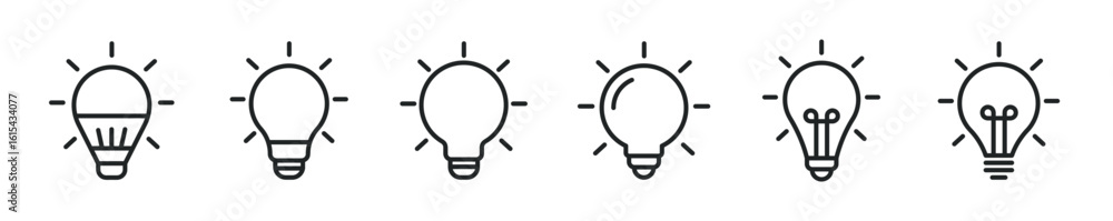 Poster light bulb thin line icon set. idea, creative, solution minimal editable stroke icons