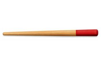 Wooden drumstick featuring red handle, vector graphic against transparent backdrop, highlighting musical instrument design element
