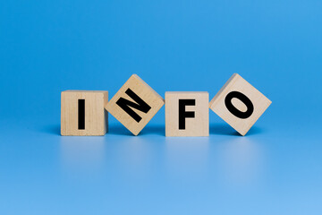 info word text on wooden blocks isolated on blue background