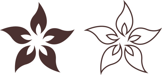 Flower Icons Vector Set, Collection and Group, Decorative Floral Silhouettes, Petals, Blossom, Botanical Minimal Flat Line Style, Monochrome and Colorful Graphic Bundle for Nature, Garden and Spring D