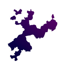 Swiss Solothurn map isolated on transparent white background. Blue and purple gradient textured map isolated on transparent png